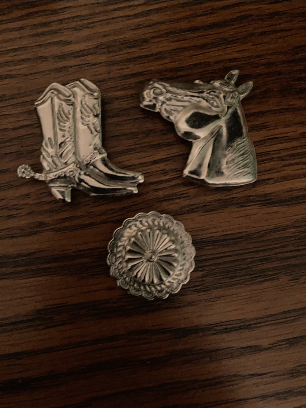 Silver Western Accent Set - Cowboy Boots, Horse Head & Concho Button Covers